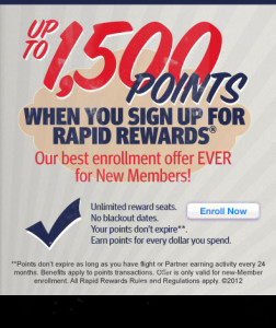 Southwest Rapid Rewards Enrollment Promotion Code
